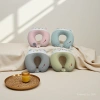 Cute cartoon bear-shaped U-shaped pillow, pink, light blue, gray and light yellow four-color striped memory foam travel pillow Specification image